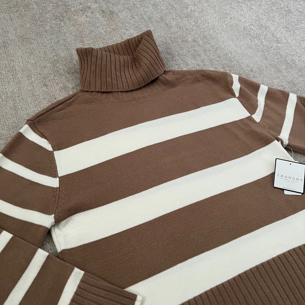 NWT Laundry by Shelli Segal Chunky Stripe Turtleneck Knit Sweater XS - Picture 3 of 9